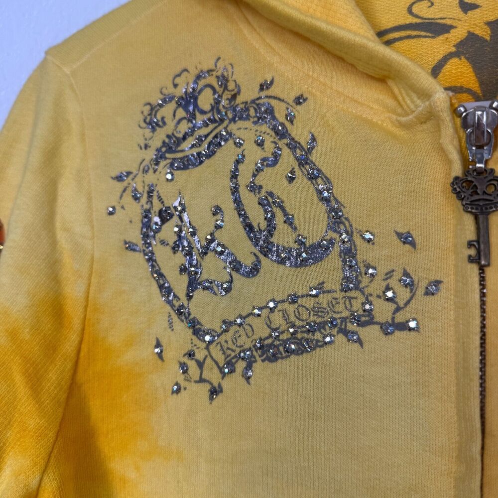 Key Closet Y2K Jacket Womens Small Koi Fish Swarovski Studded Hoodie Asian Art - Picture 7 of 15